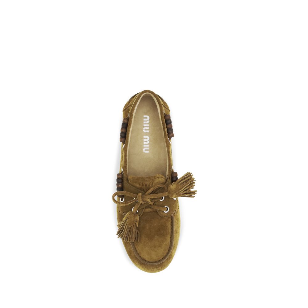 Miu Miu Beige Kalbsleder Bos Taurus Slipper-Loafer-4