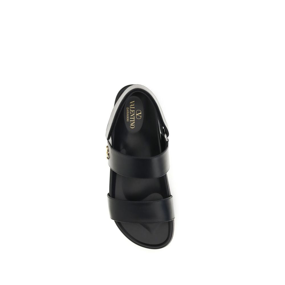 Valentino Garavani Schwarze Bos Taurus Kalbsleder-Sandalen-4
