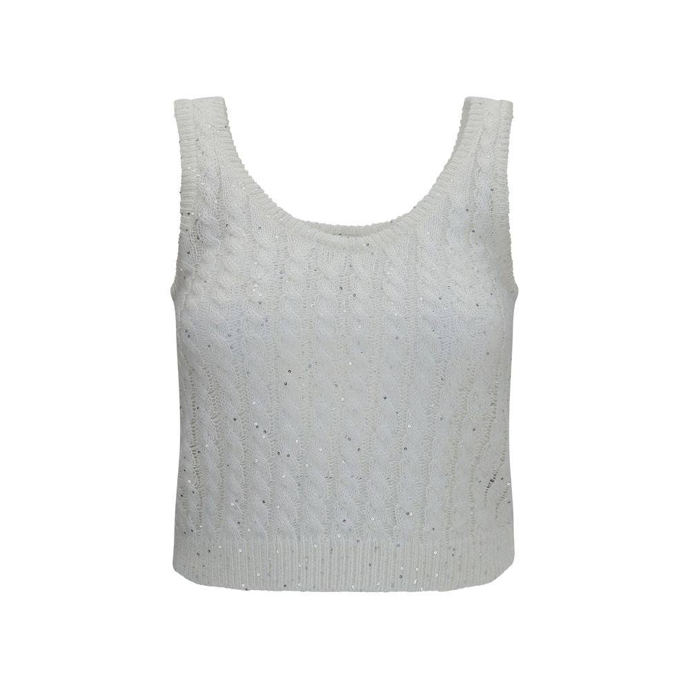 Brunello Cucinelli Weiße Leinen-Tanktops-1