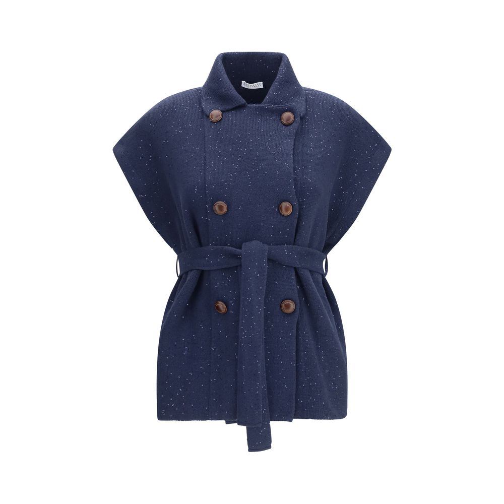 Brunello Cucinelli Blauer Baumwollmantel-1