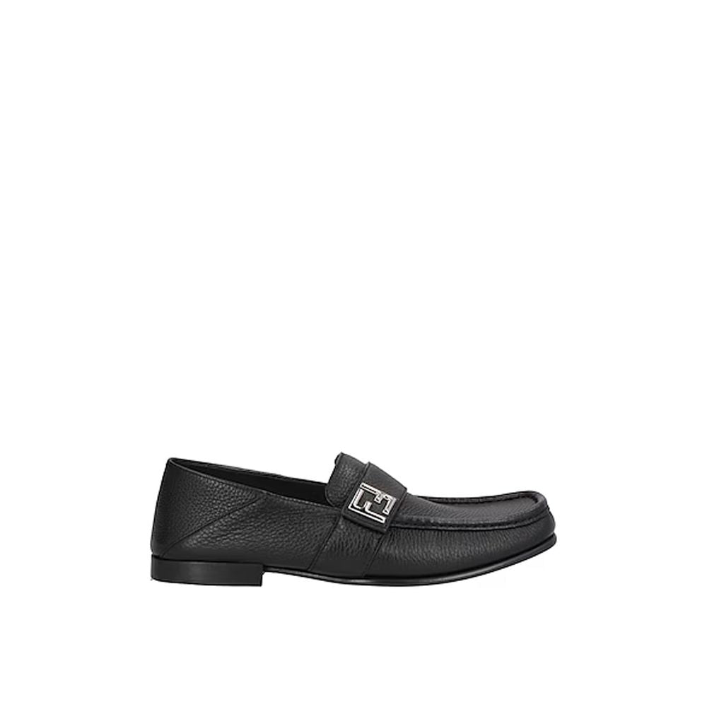 Fendi Black Calf Leather Slip-On Loafers-1