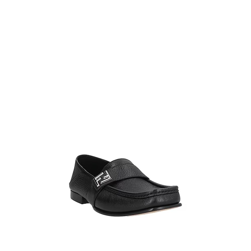 Fendi Black Calf Leather Slip-On Loafers-2
