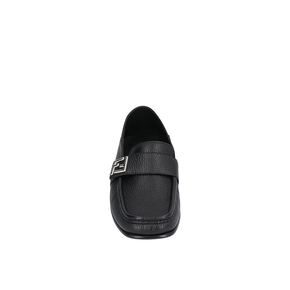 Fendi Black Calf Leather Slip-On Loafers-4
