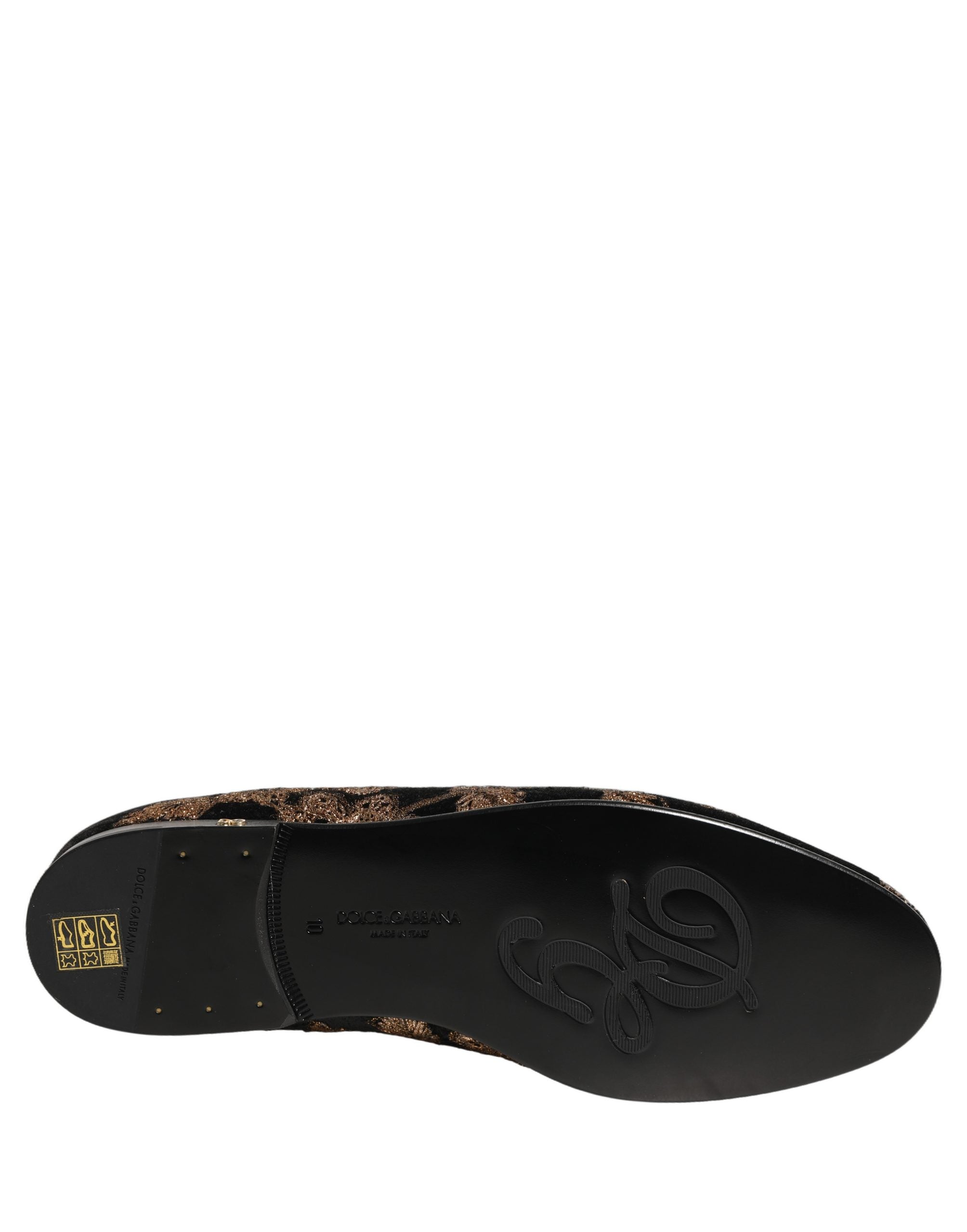 Dolce & Gabbana Schwarze Loafer aus Jacquard mit Blumenmuster-1