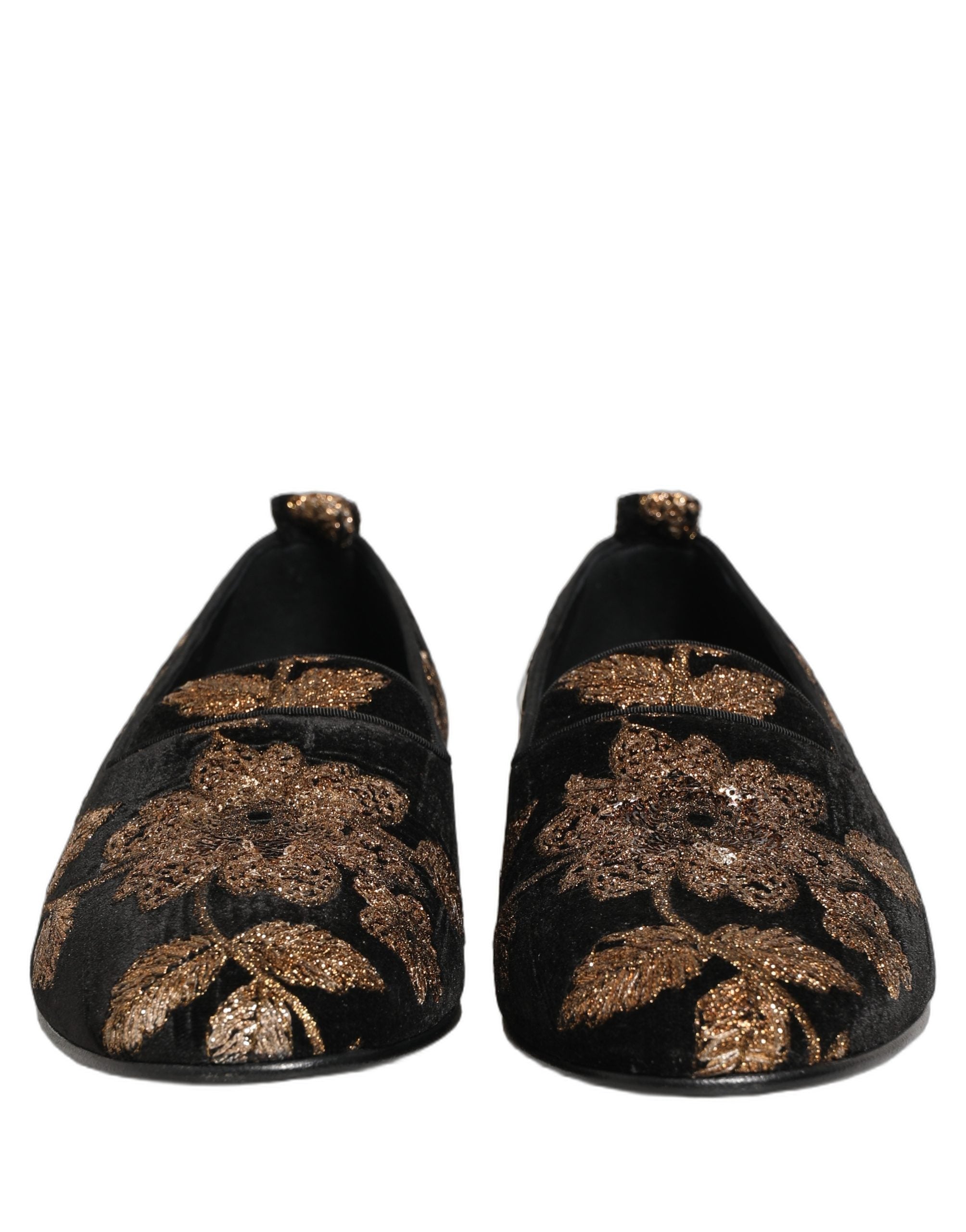 Dolce & Gabbana Schwarze Loafer aus Jacquard mit Blumenmuster-2