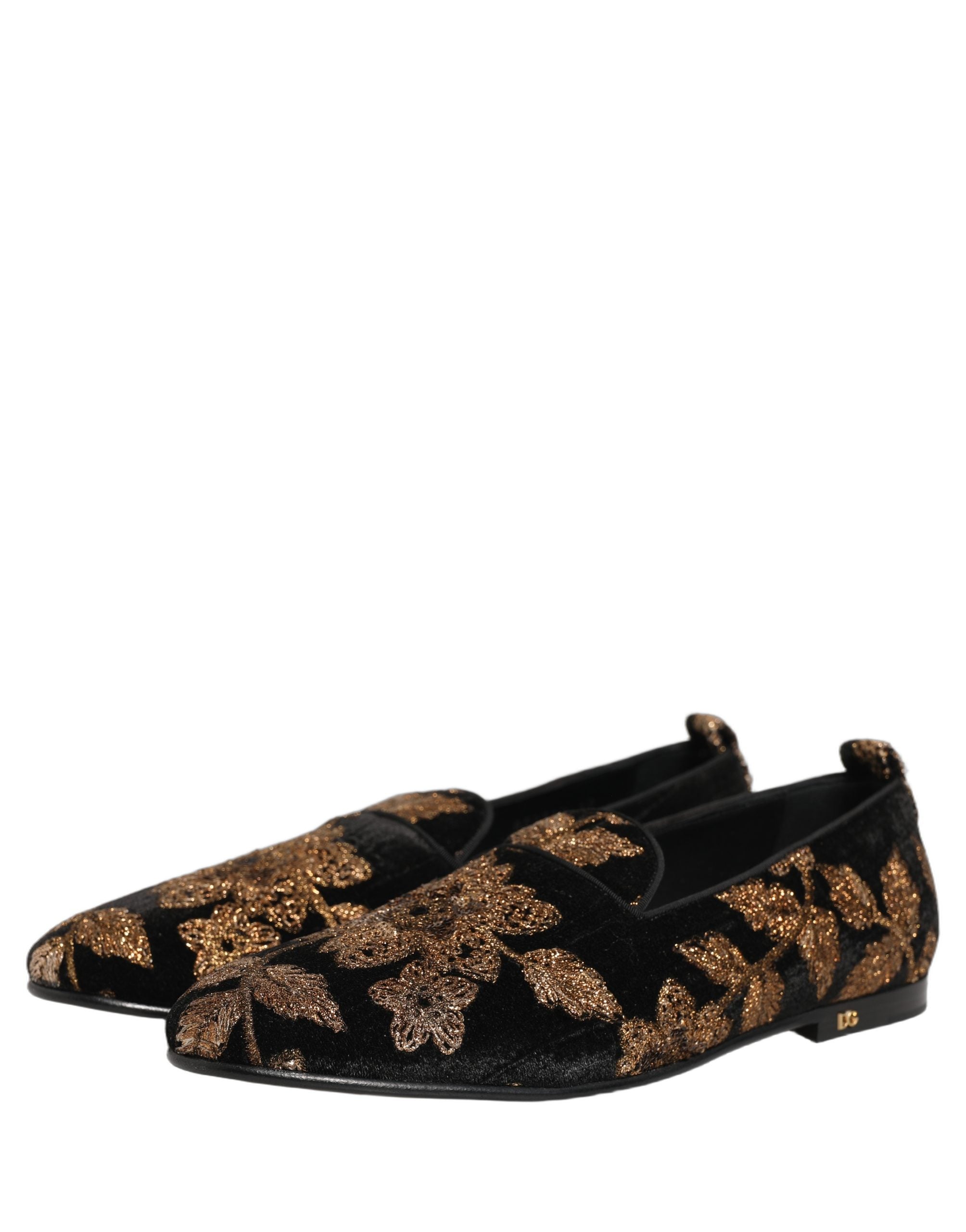 Dolce & Gabbana Schwarze Loafer aus Jacquard mit Blumenmuster-4