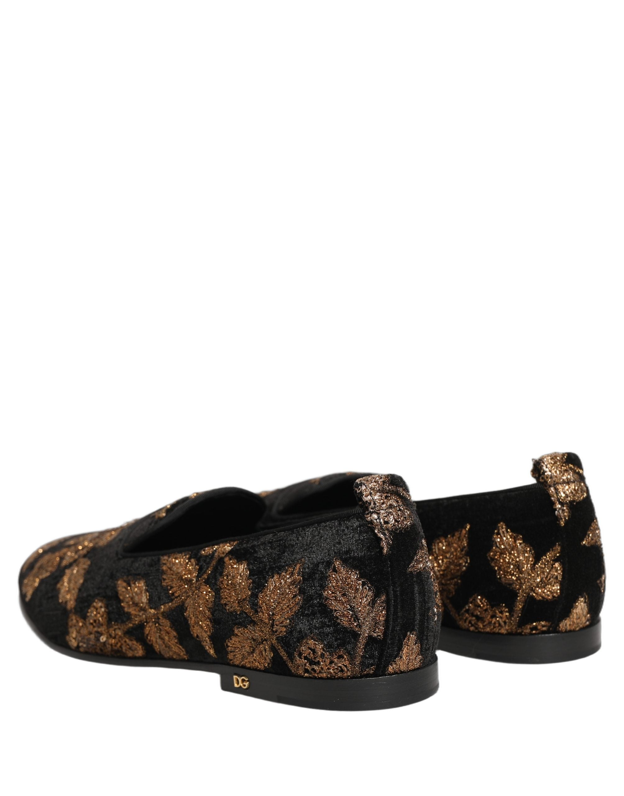 Dolce & Gabbana Schwarze Loafer aus Jacquard mit Blumenmuster-5