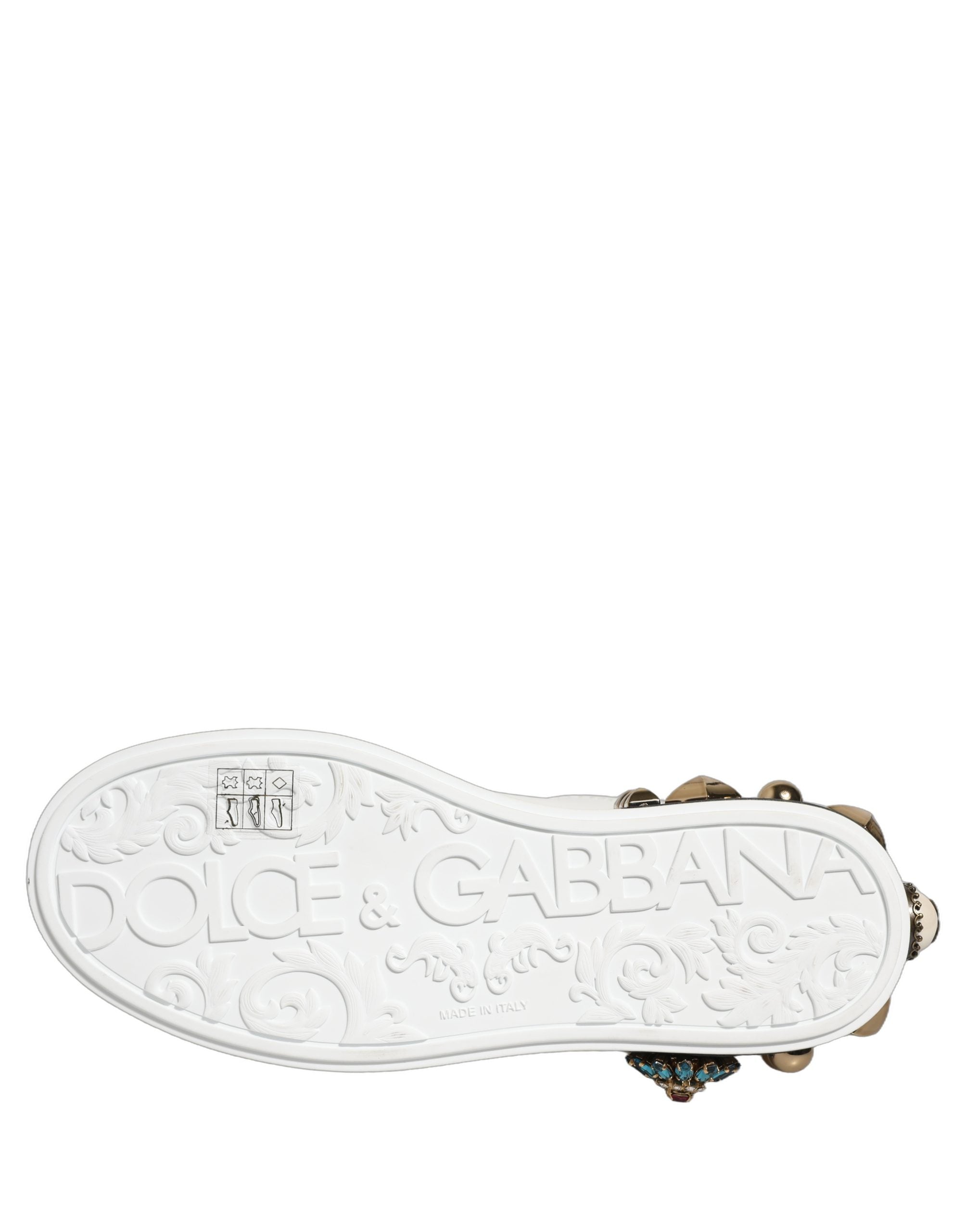 Dolce & Gabbana Weiße Portofino Sneaker mit Nieten aus Weißgold-4