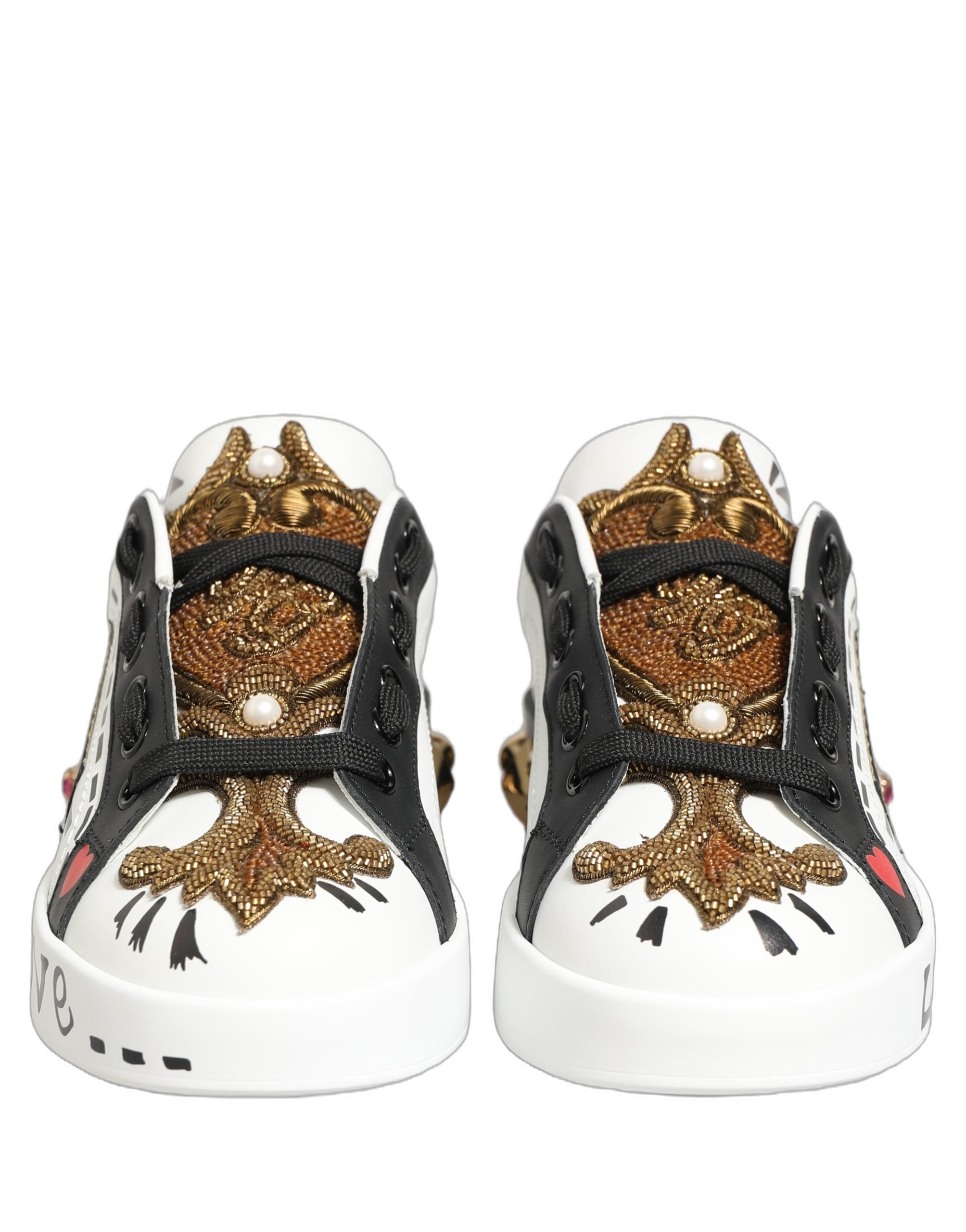 Dolce & Gabbana Weiße Portofino Sneaker mit Nieten aus Weißgold-6