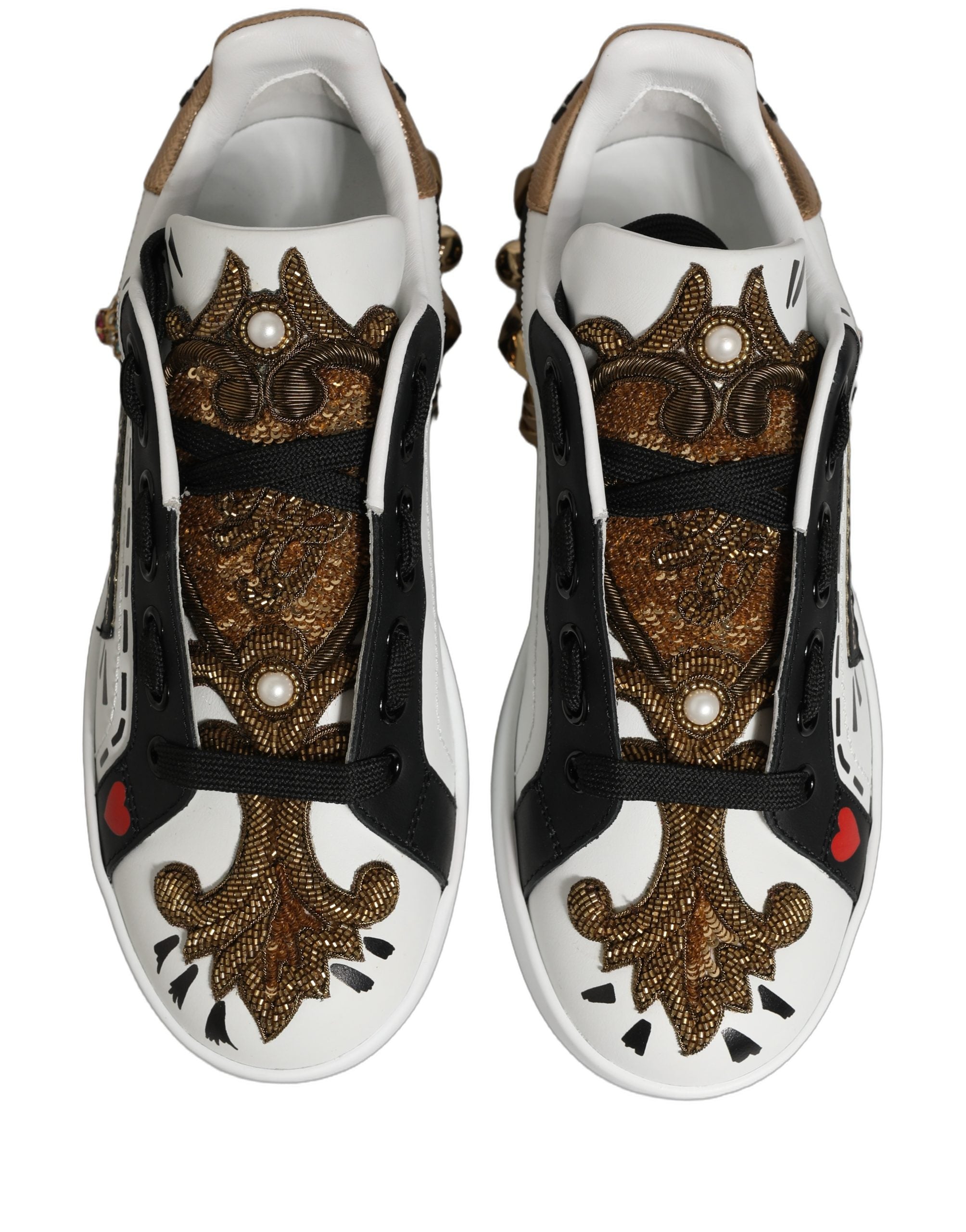 Dolce & Gabbana Weiße Portofino Sneaker mit Nieten aus Weißgold-7