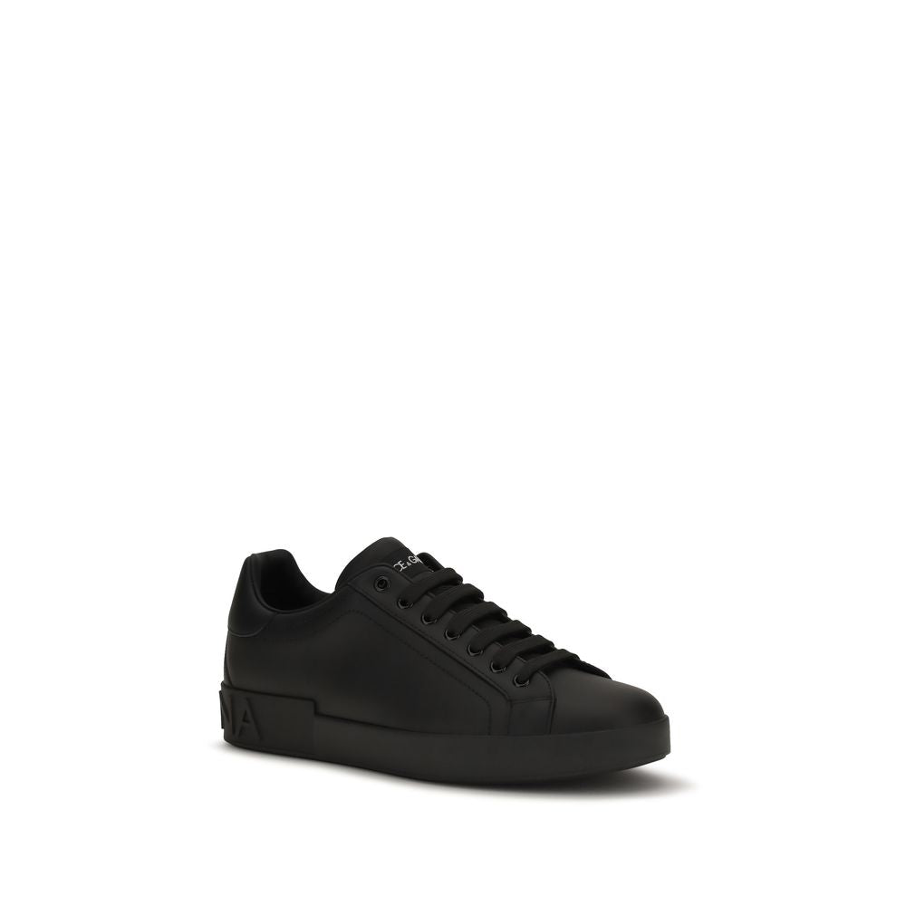 Dolce & Gabbana Schwarze Bos Taurus Kalbsleder Low-Top-Sneaker-2