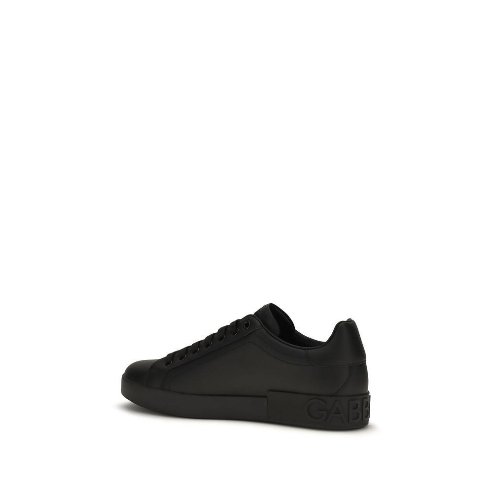 Dolce & Gabbana Schwarze Bos Taurus Kalbsleder Low-Top-Sneaker-3