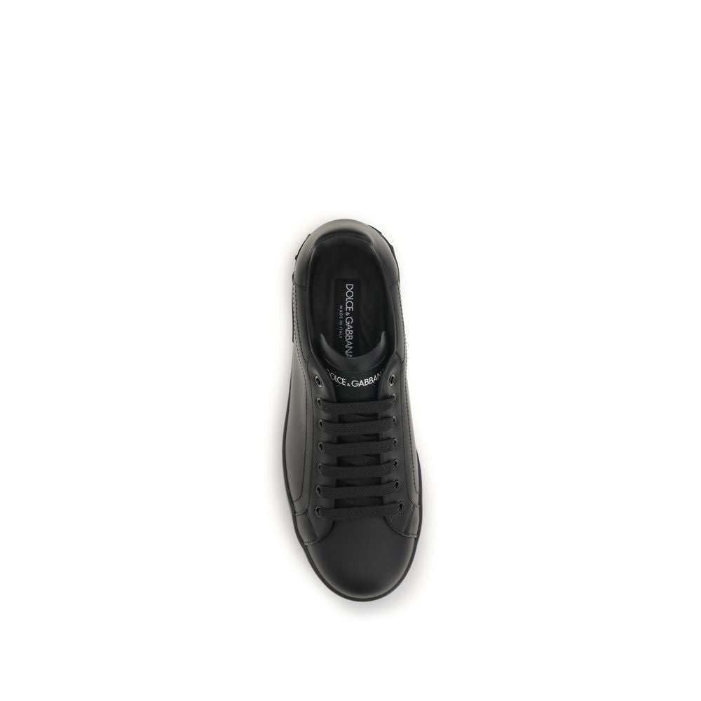 Dolce & Gabbana Schwarze Bos Taurus Kalbsleder Low-Top-Sneaker-4
