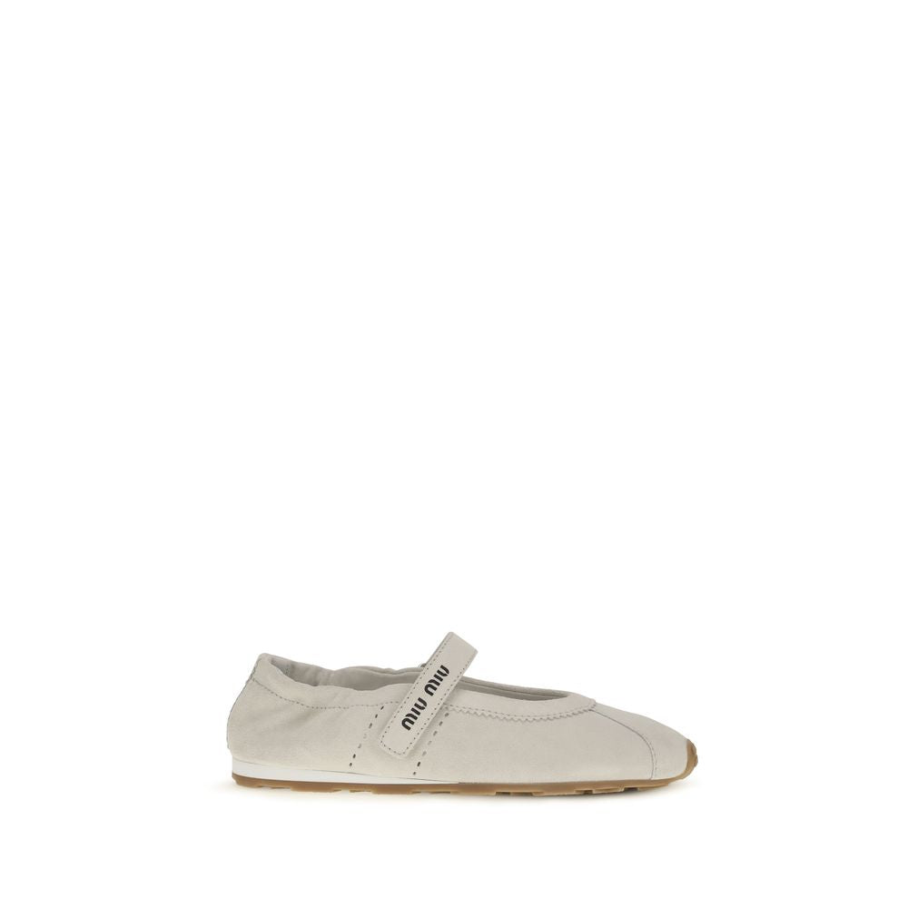 Miu Miu Weiße Kalbsleder Ballerinas Bos Taurus-1