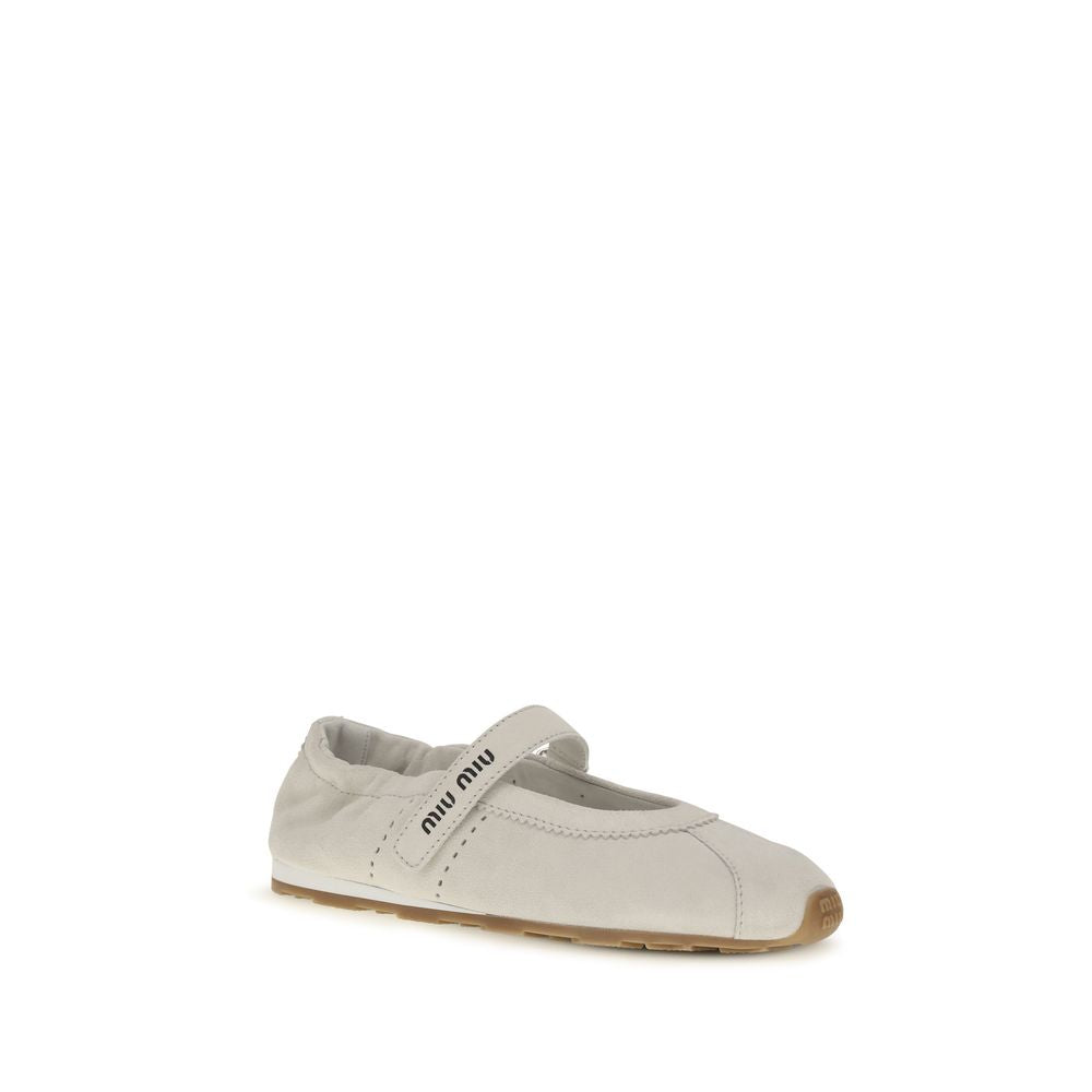 Miu Miu Weiße Kalbsleder Ballerinas Bos Taurus-2