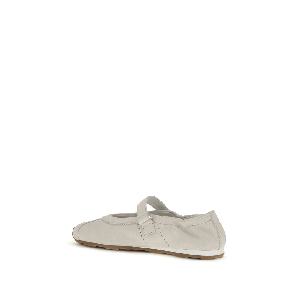 Miu Miu Weiße Kalbsleder Ballerinas Bos Taurus-3