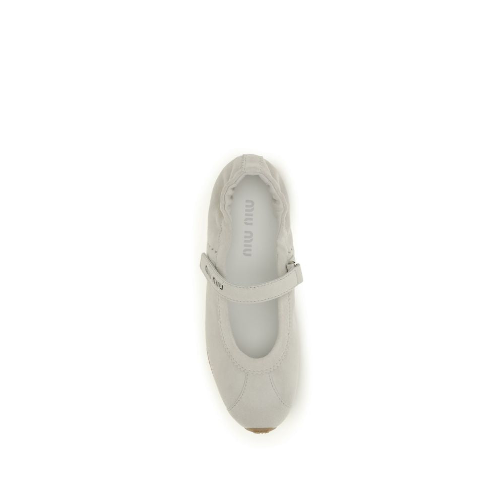 Miu Miu Weiße Kalbsleder Ballerinas Bos Taurus-4