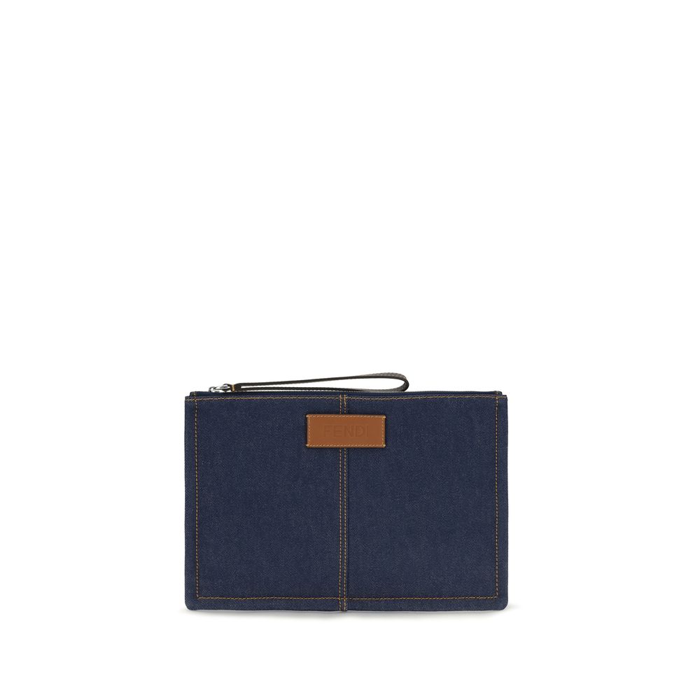 Fendi Blaue Geldbörse aus Baumwolle-1