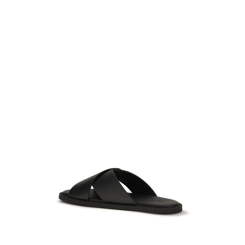 Fendi Schwarze Bos Taurus Kalbsleder-Sandalen-3