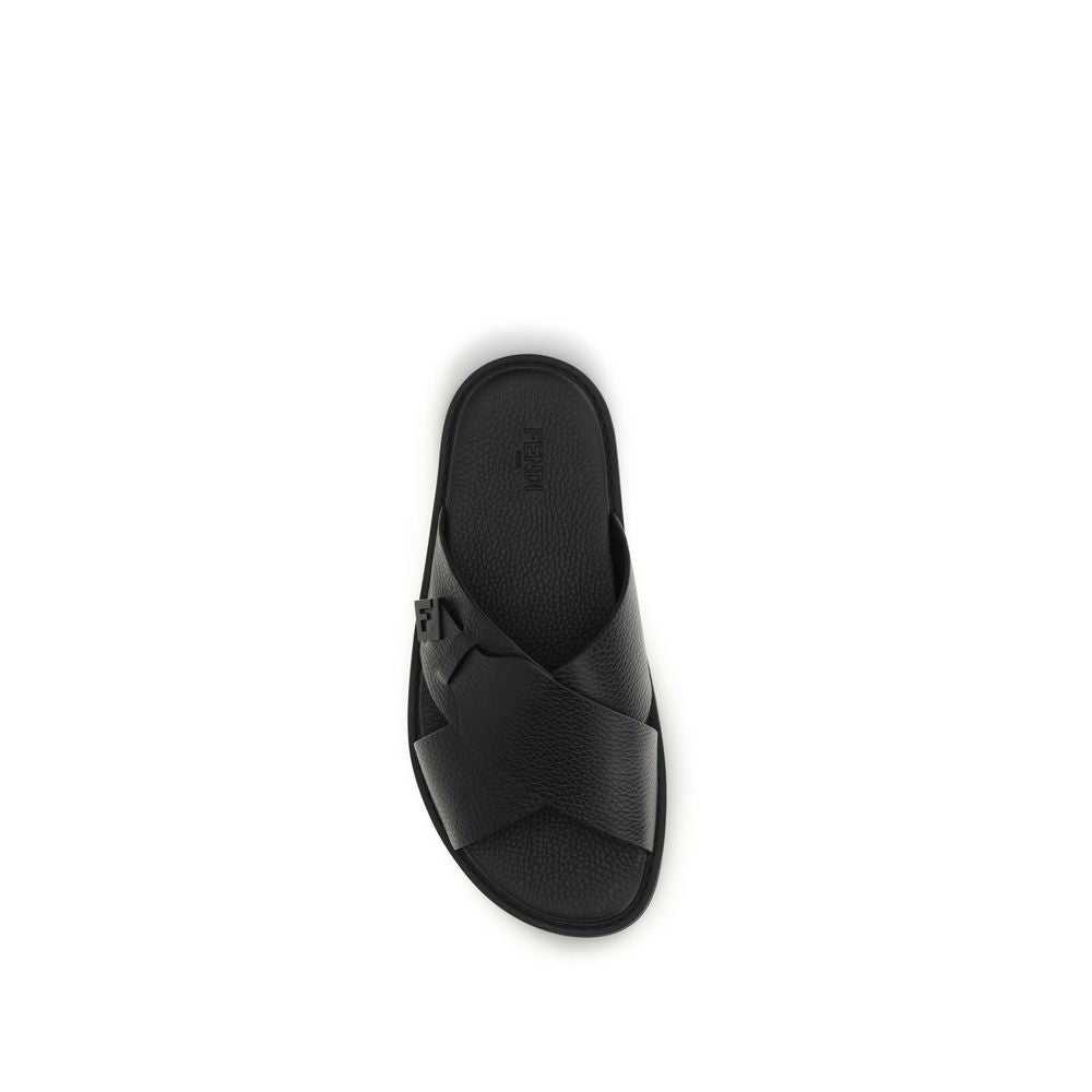 Fendi Schwarze Bos Taurus Kalbsleder-Sandalen-4
