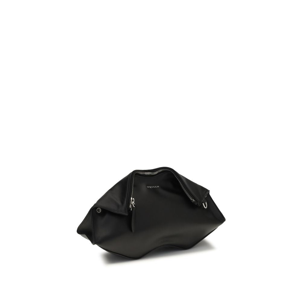 Alexander McQueen Schwarze Bos Taurus Kalbsleder Clutch-2