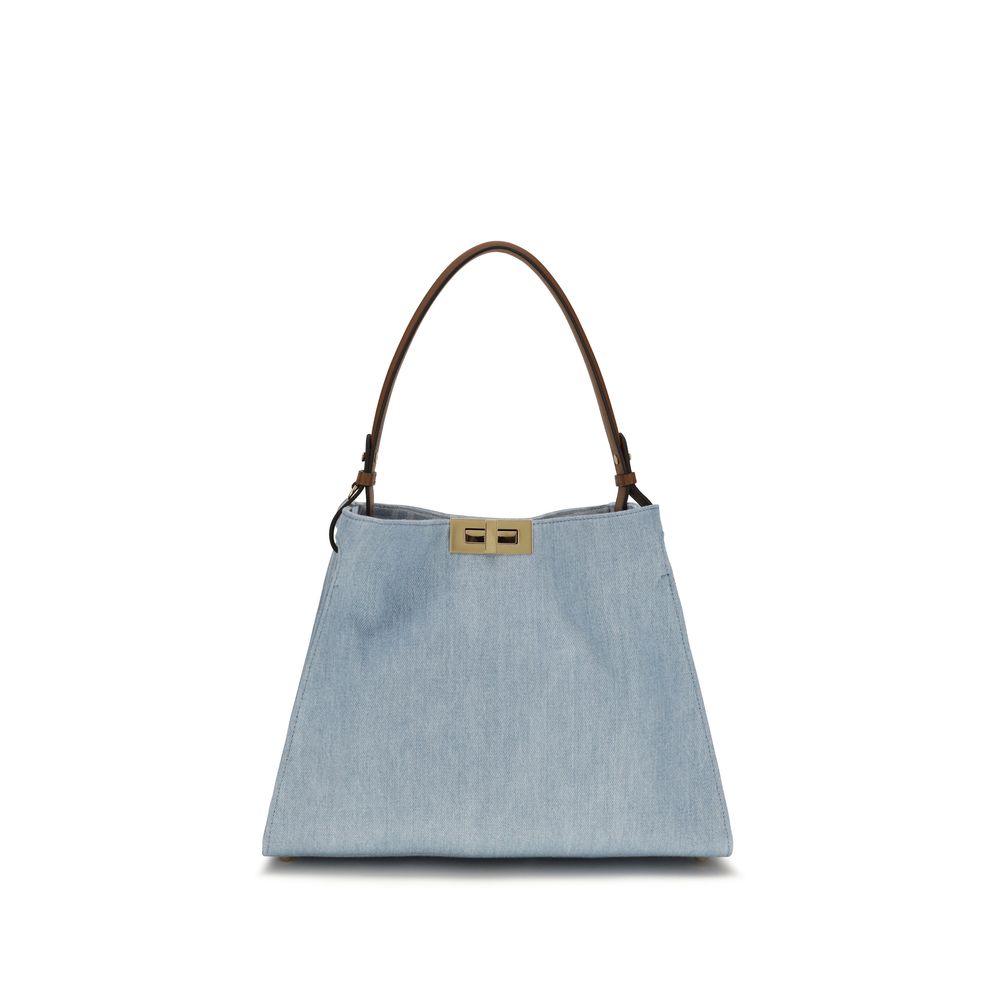Fendi Schultertasche aus blauem Kalbsleder Bos Taurus-1