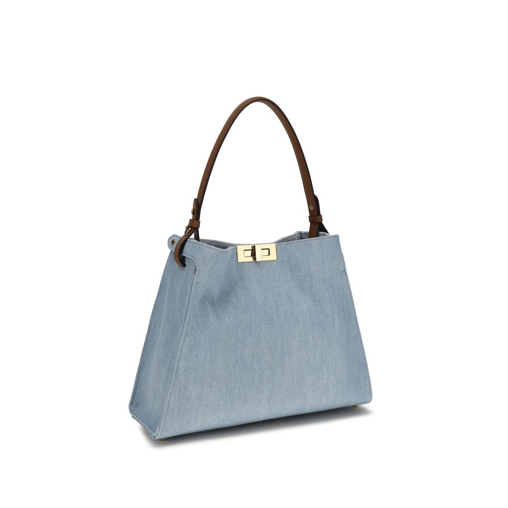 Fendi Schultertasche aus blauem Kalbsleder Bos Taurus-2
