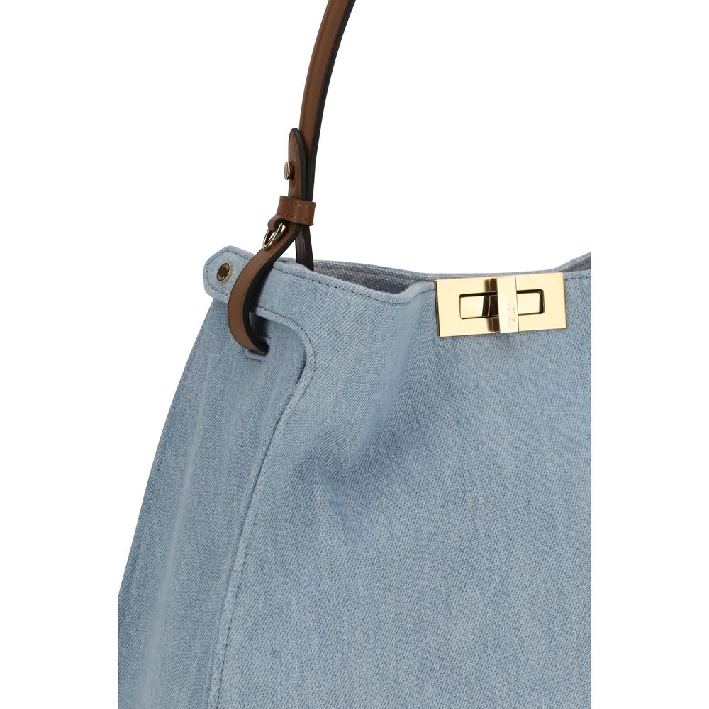 Fendi Schultertasche aus blauem Kalbsleder Bos Taurus-4