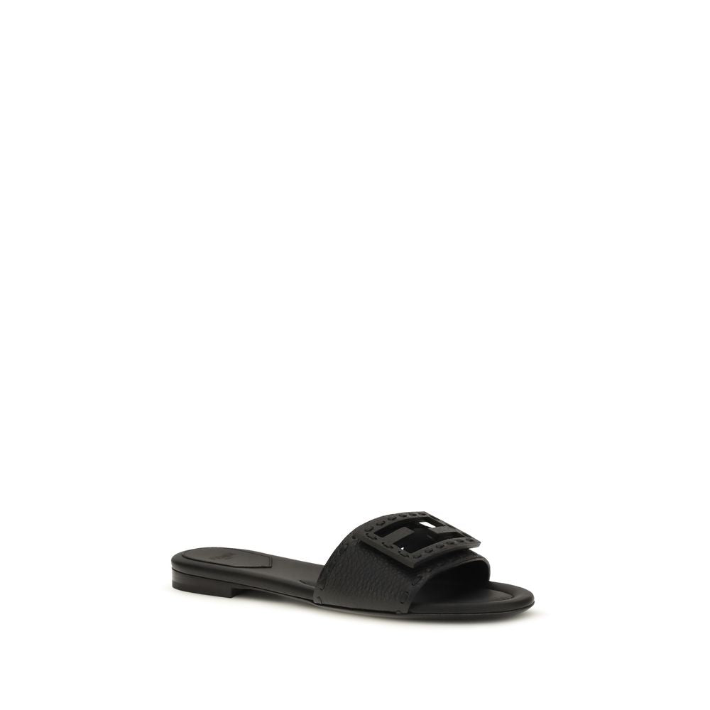 Fendi Schwarze Bos Taurus Kalbsleder-Sandalen-2