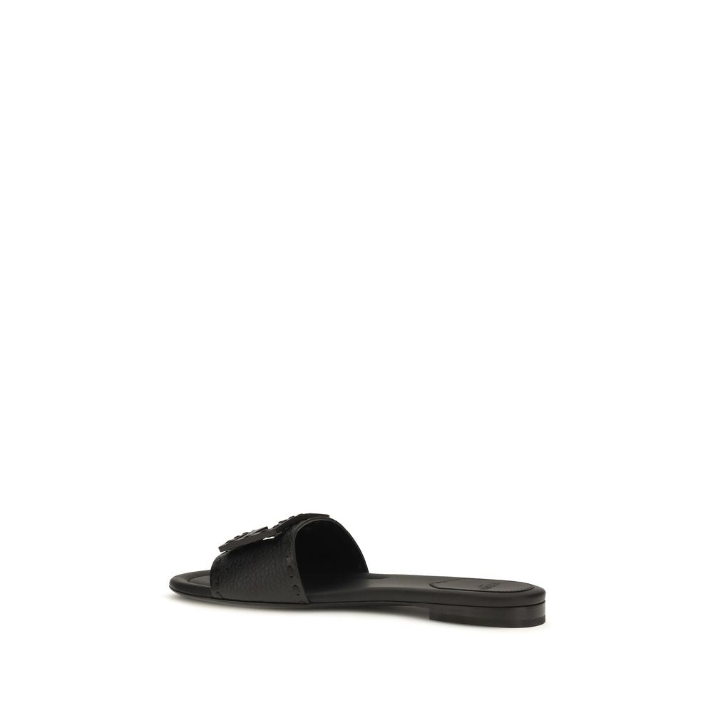 Fendi Schwarze Bos Taurus Kalbsleder-Sandalen-3