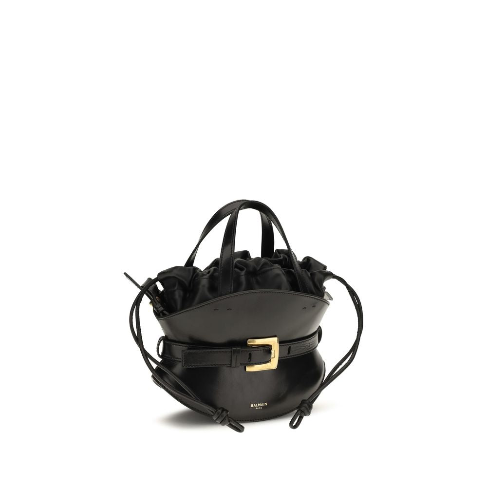 Balmain Schwarze Bos Taurus Kalbsleder Schultertasche-2
