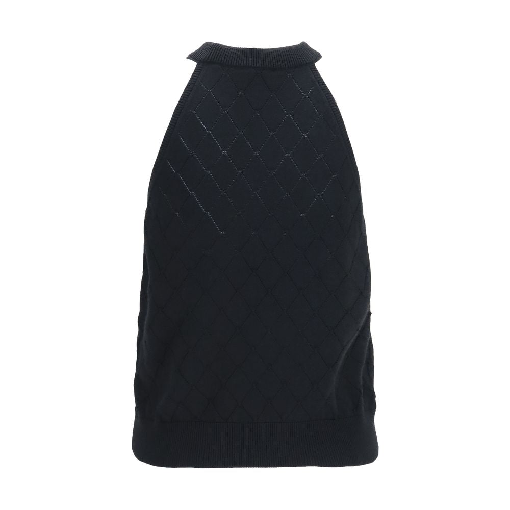 Balmain Ärmelloses T-Shirt aus schwarzer Wolle Oves Aries-2
