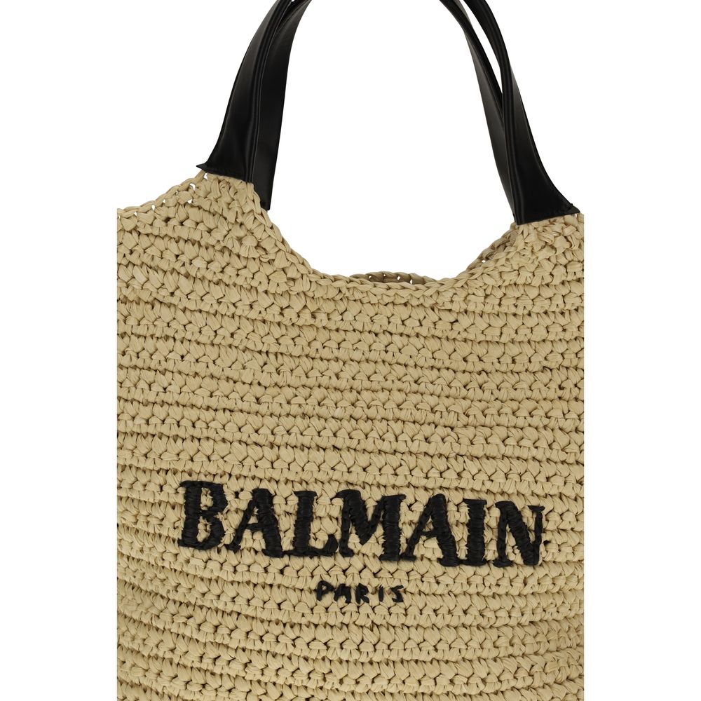 Balmain Schultertasche aus beiger Viskose-4