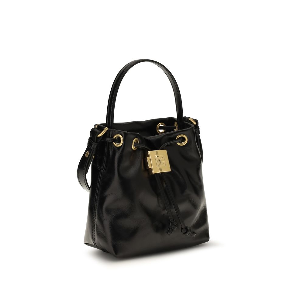 Balmain Schwarze Kalbsleder Bos Taurus Bucket Bag-2