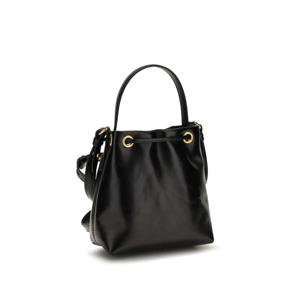 Balmain Schwarze Kalbsleder Bos Taurus Bucket Bag-3