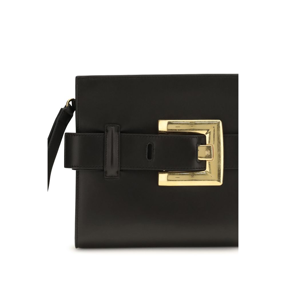 Balmain Schwarze Lammleder Schultertasche Ovis Aries Aries-3