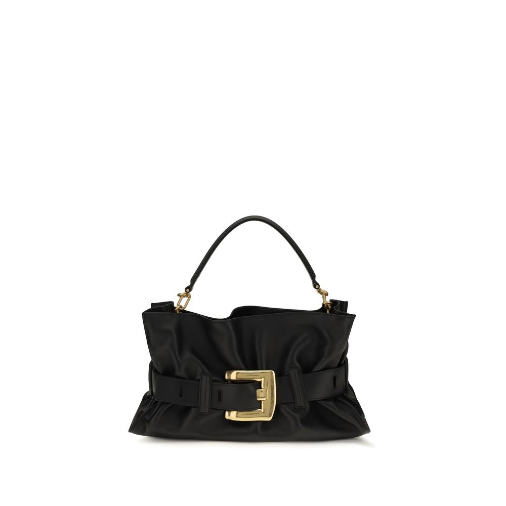 Balmain Schwarze Bos Taurus Kalbsleder Schultertasche-1