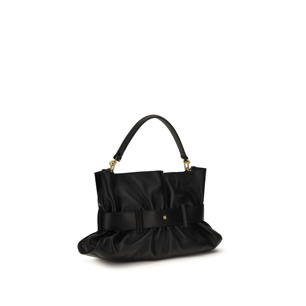 Balmain Schwarze Bos Taurus Kalbsleder Schultertasche-3