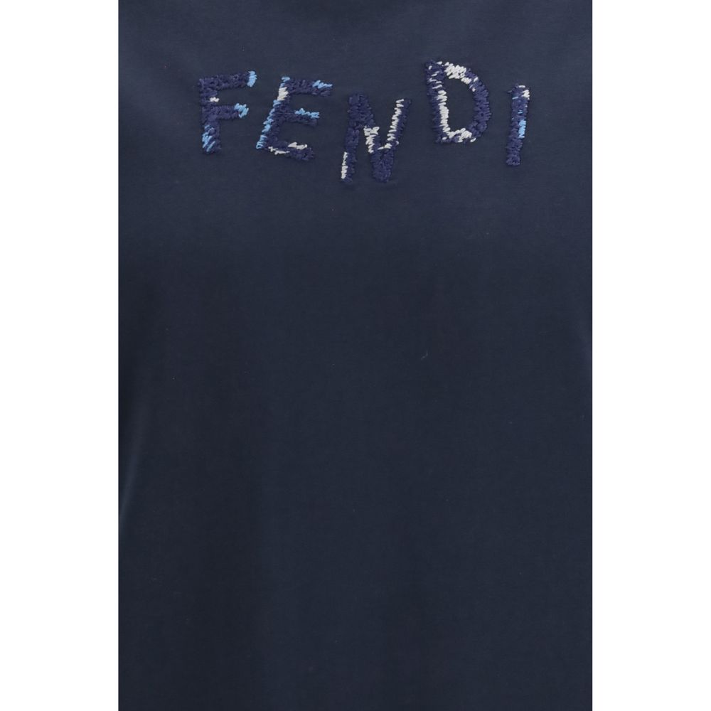 Fendi Blaues Baumwoll-T-Shirt-3