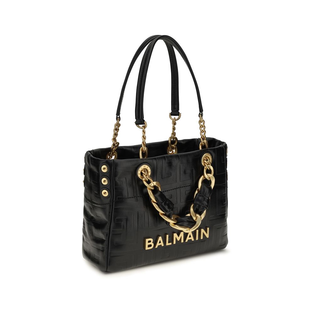 Balmain Schwarze Bos Taurus Kalbsleder Schultertasche-2