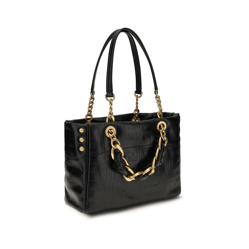 Balmain Schwarze Bos Taurus Kalbsleder Schultertasche-3