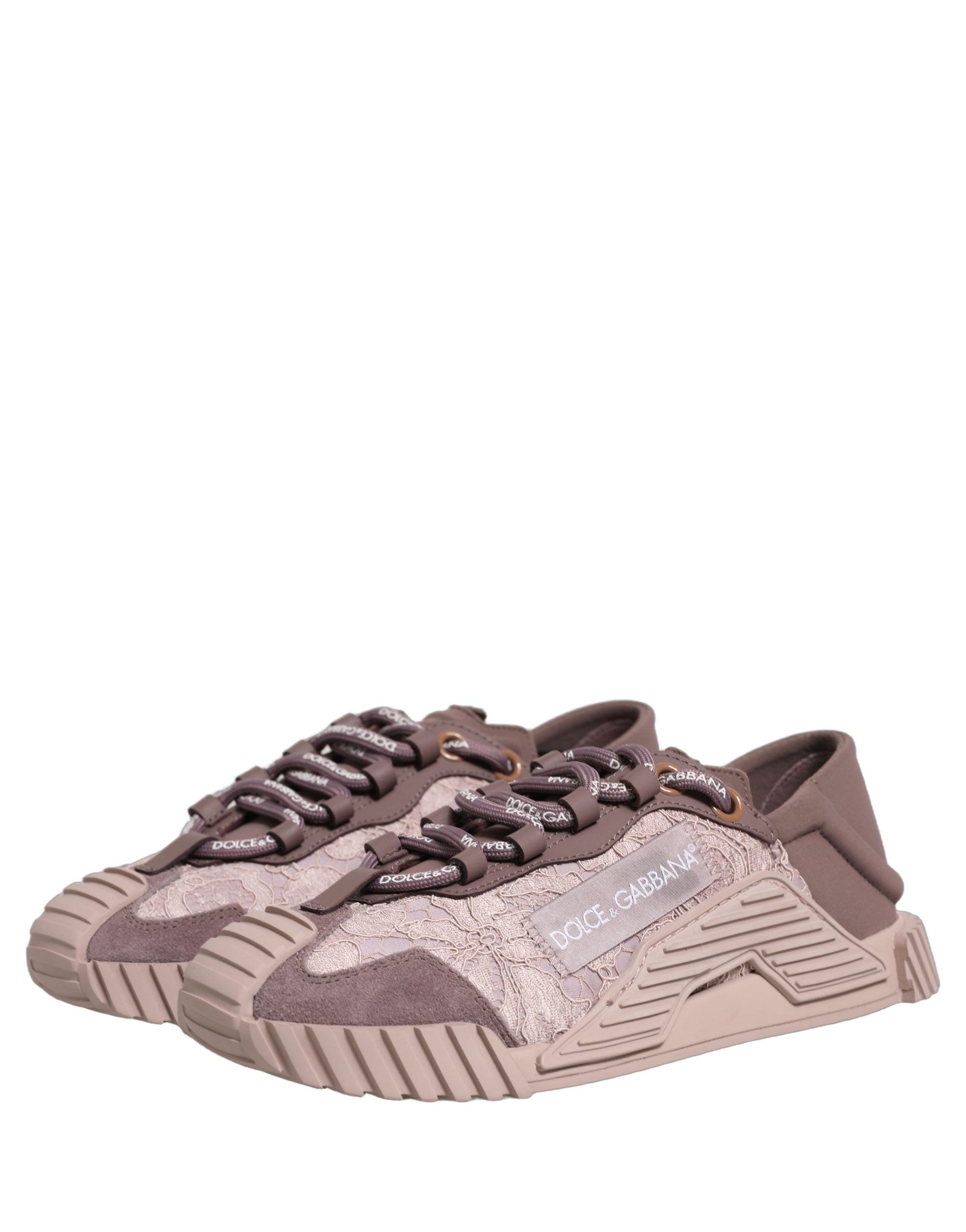 Dolce & Gabbana Pink Lace NS1 Low Top Sneaker Sports Shoes-4