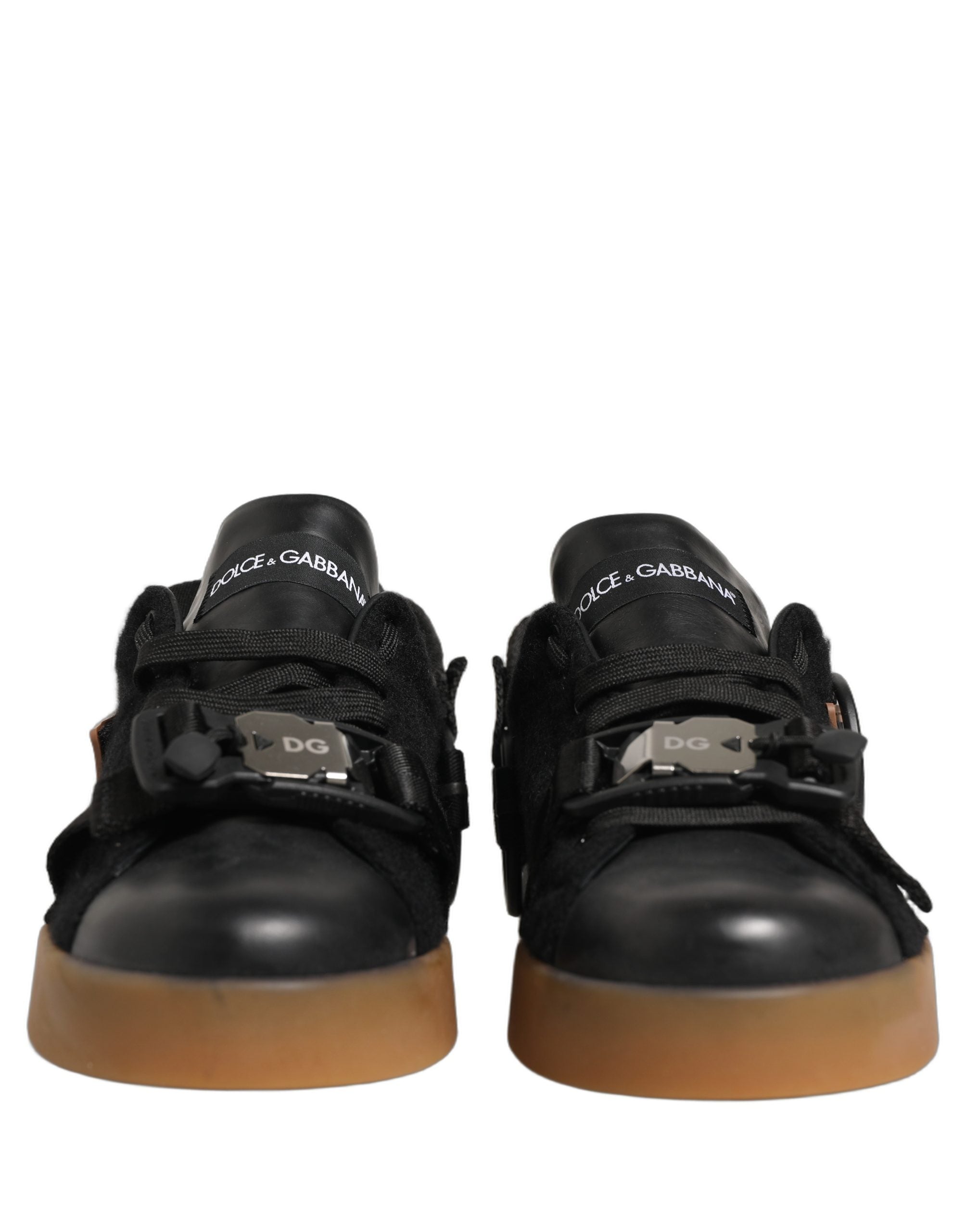 Dolce & Gabbana Schwarze Leder Low-Top-Sneaker für Herren-2