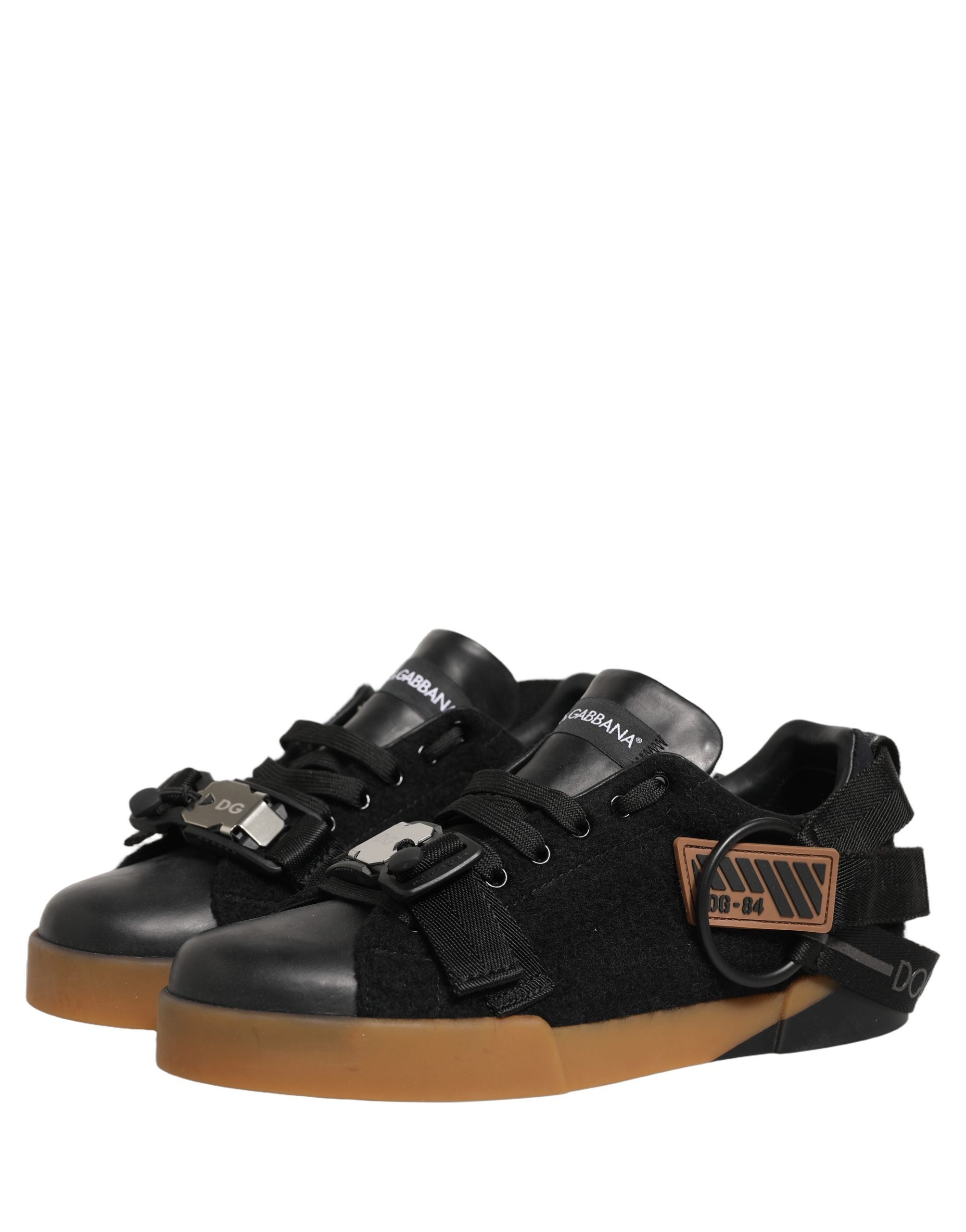 Dolce & Gabbana Schwarze Leder Low-Top-Sneaker für Herren-3