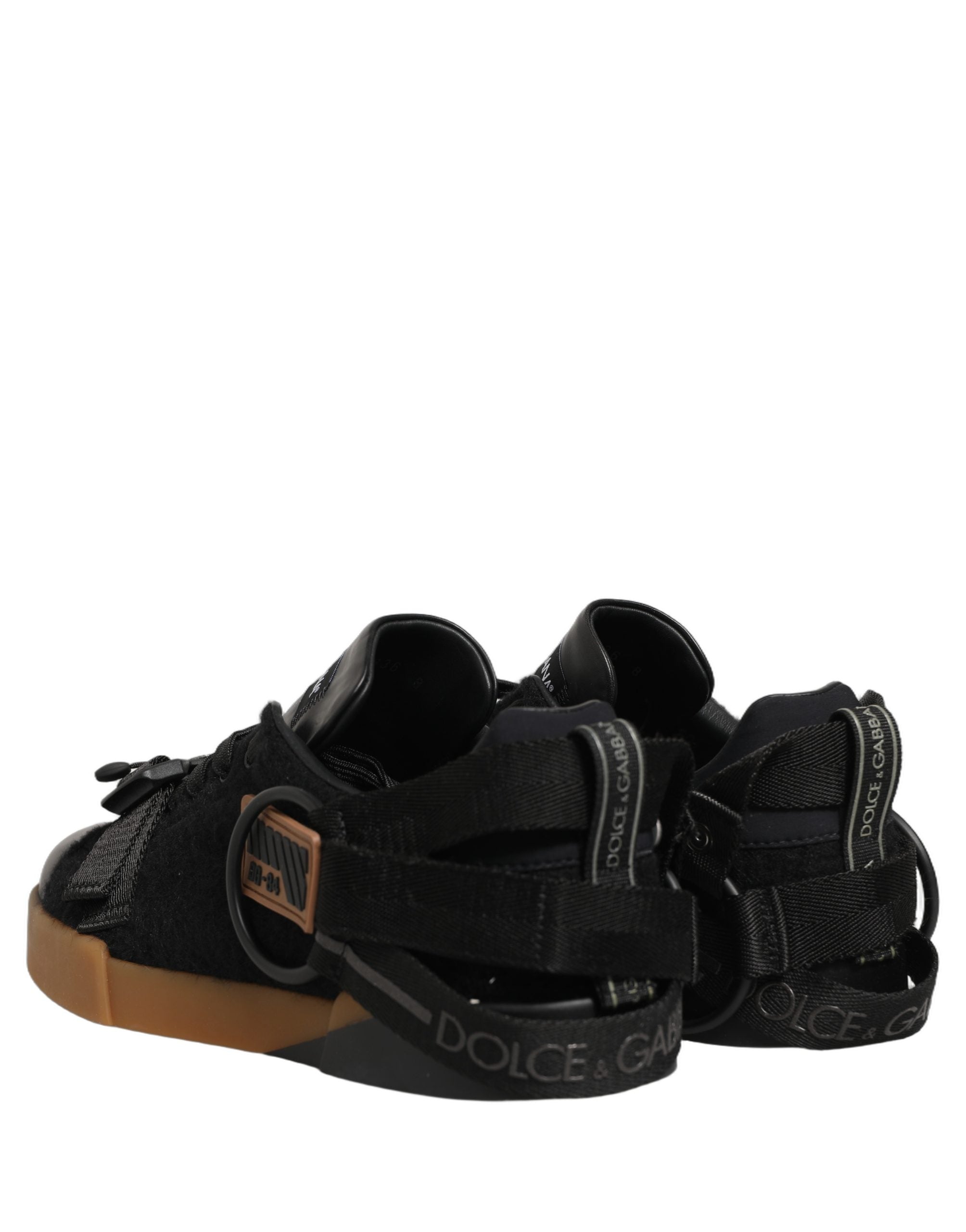 Dolce & Gabbana Schwarze Leder Low-Top-Sneaker für Herren-4