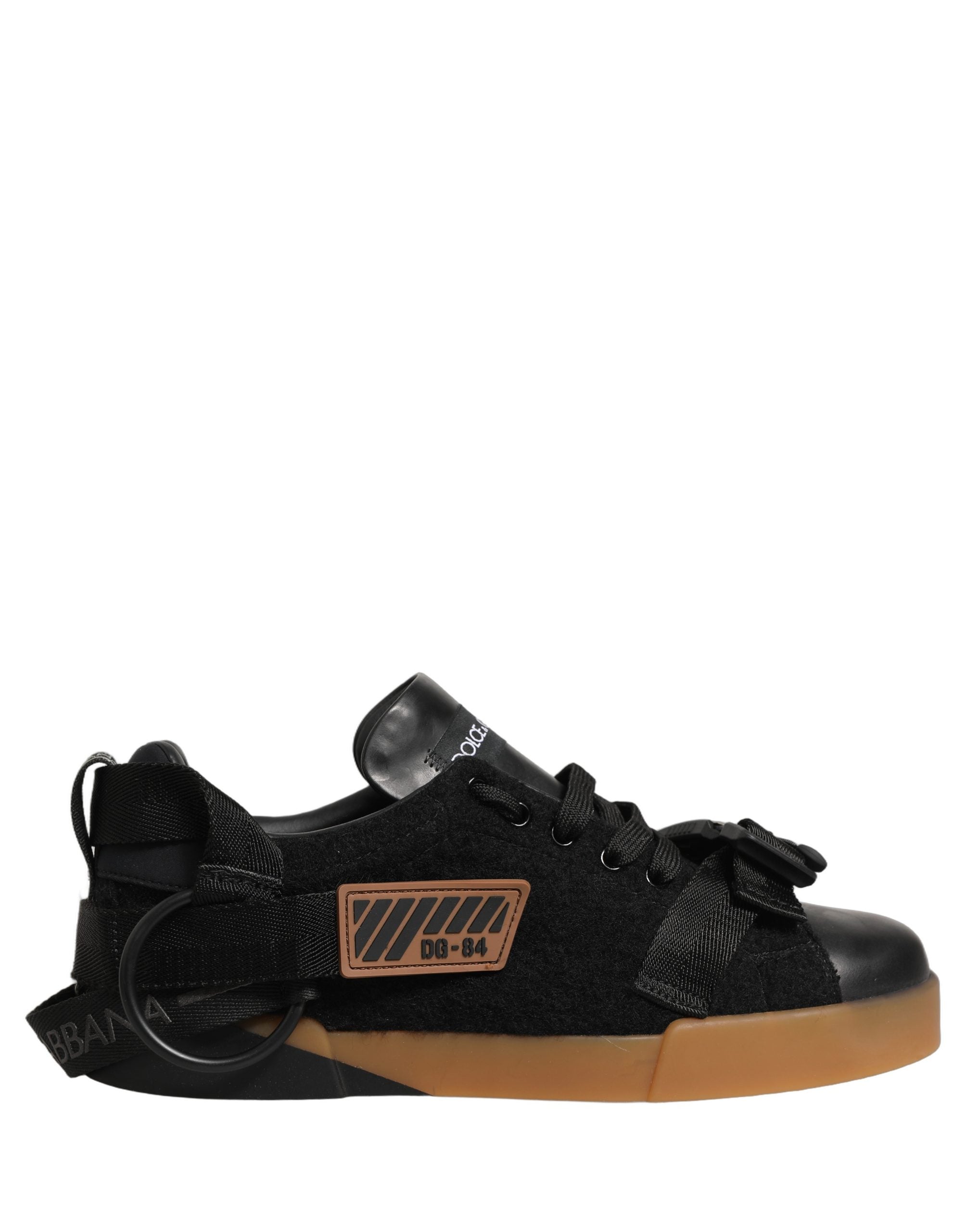 Dolce & Gabbana Schwarze Leder Low-Top-Sneaker für Herren-7