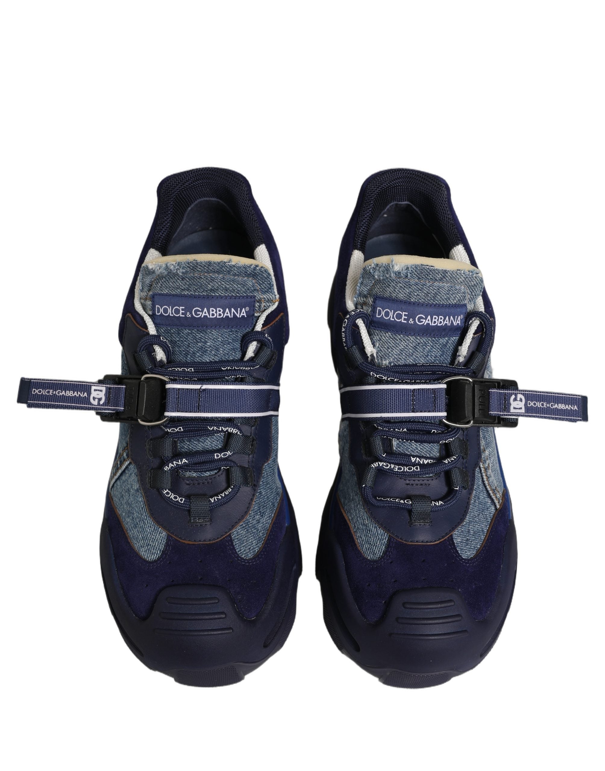 Dolce & Gabbana Blaue Airmaster Low-Top-Sneaker aus Denim mit Einsätzen-2