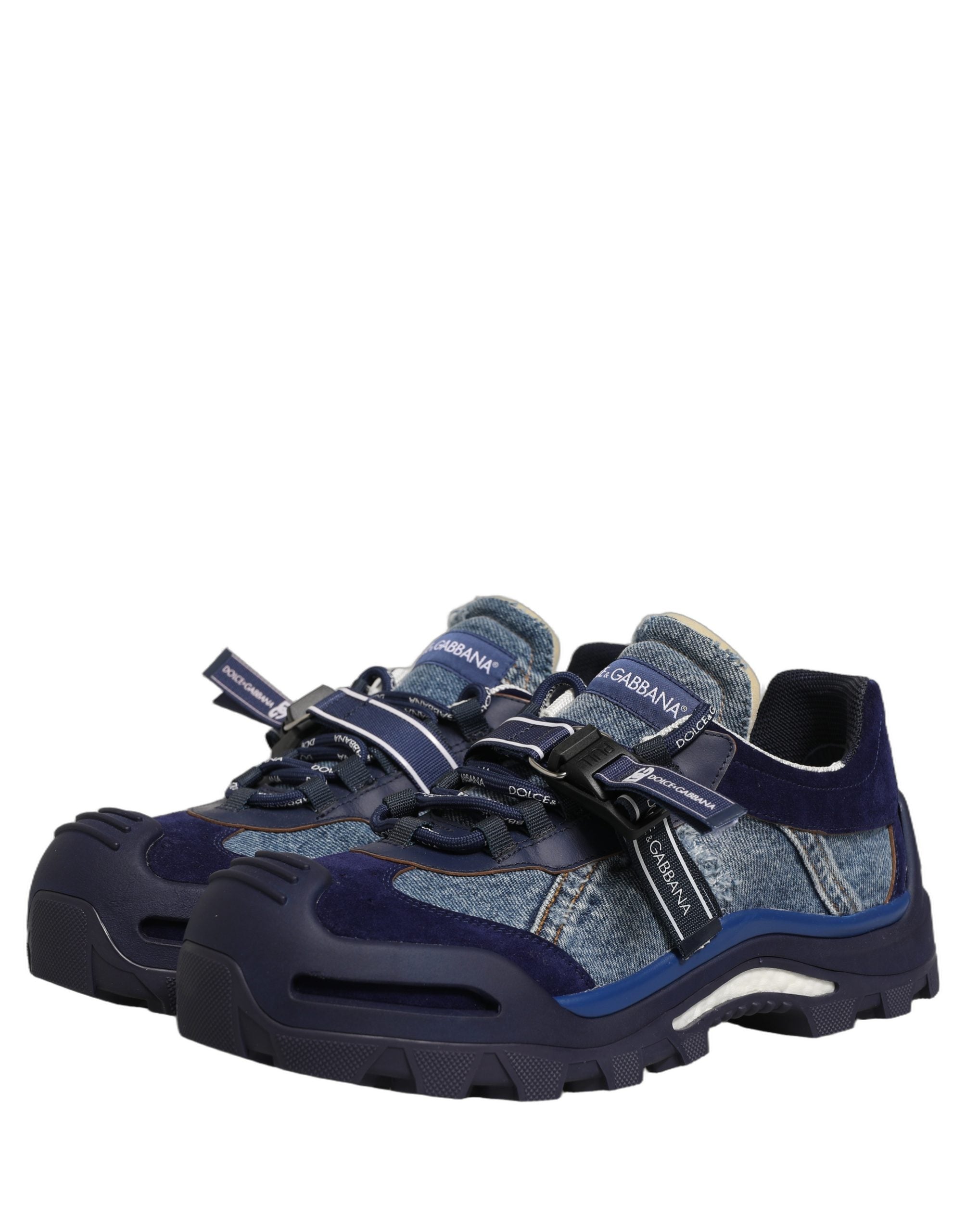 Dolce & Gabbana Blaue Airmaster Low-Top-Sneaker aus Denim mit Einsätzen-3