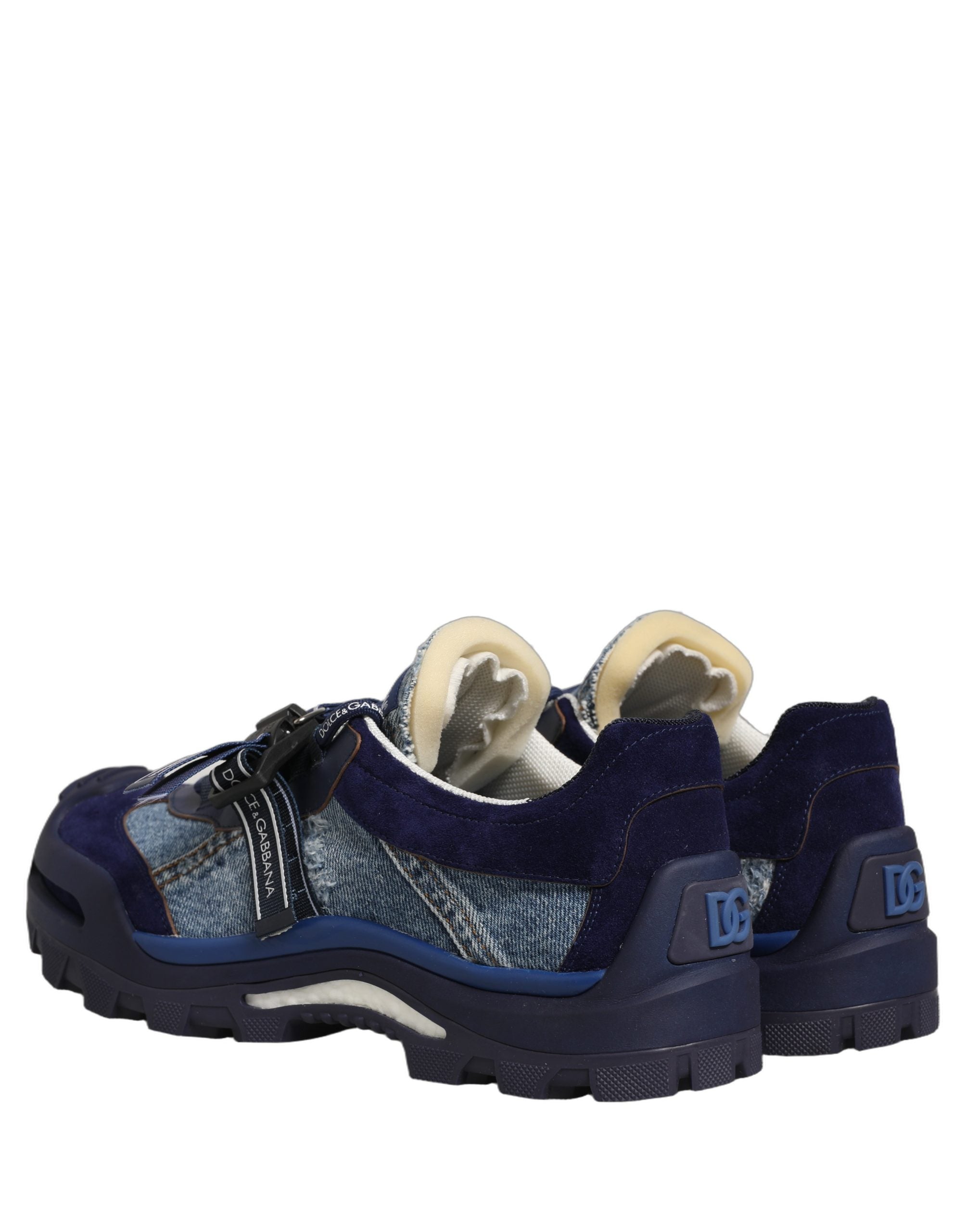 Dolce & Gabbana Blaue Airmaster Low-Top-Sneaker aus Denim mit Einsätzen-4
