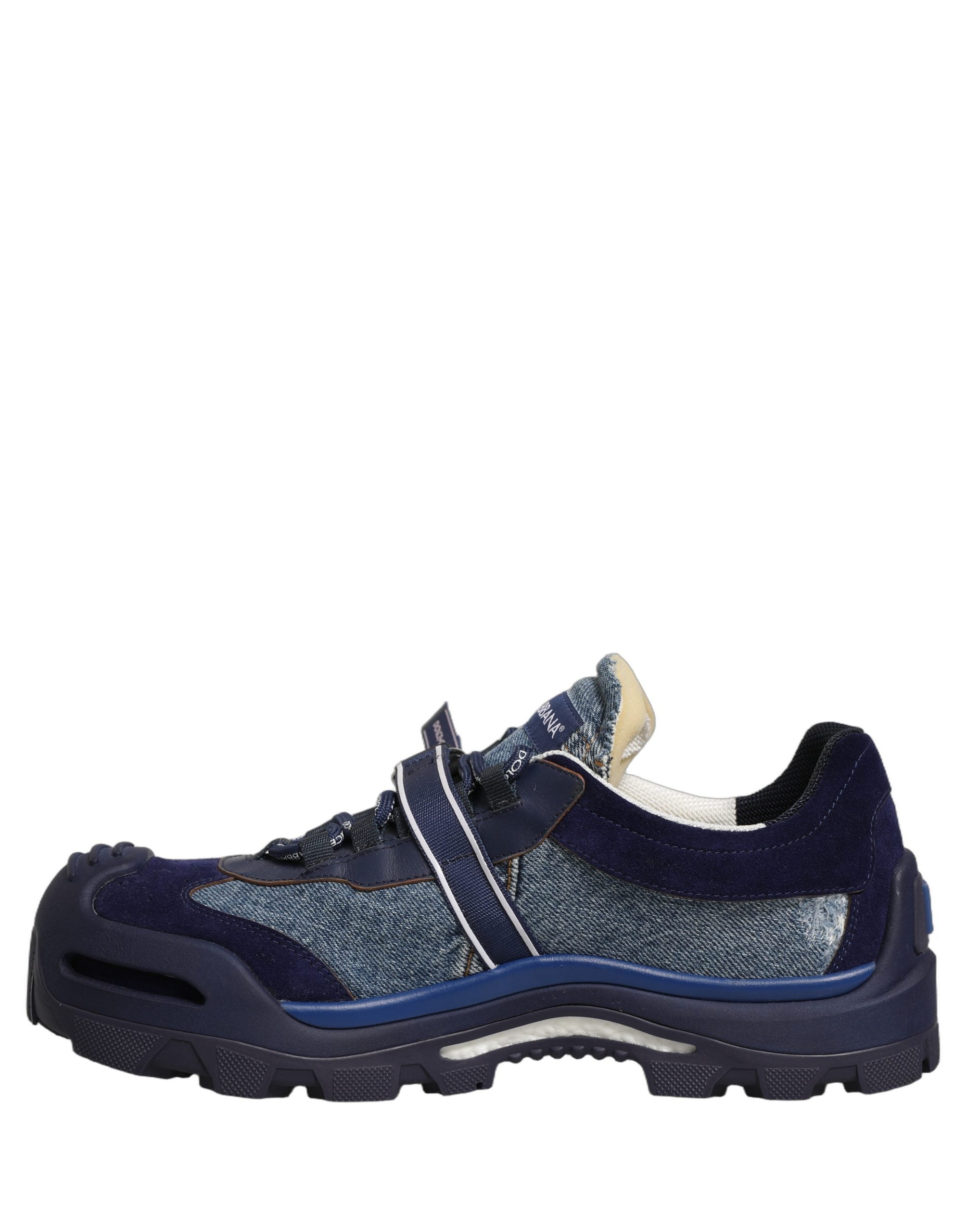 Dolce & Gabbana Blaue Airmaster Low-Top-Sneaker aus Denim mit Einsätzen-5